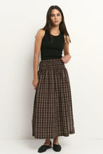 Load image into Gallery viewer, Cheerful Gingham Shirred Waist Maxi Skirt - Chocolate
