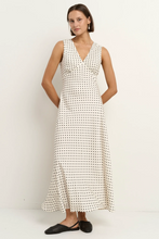 Load image into Gallery viewer, Aston Satin Flared Maxi Dress - Cream Polka Dot
