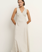 Load image into Gallery viewer, Aston Satin Flared Maxi Dress - Cream Polka Dot
