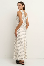 Load image into Gallery viewer, Aston Satin Flared Maxi Dress - Cream Polka Dot
