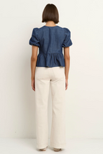 Load image into Gallery viewer, Restore Tie Front Top - Storm Blue Chambray
