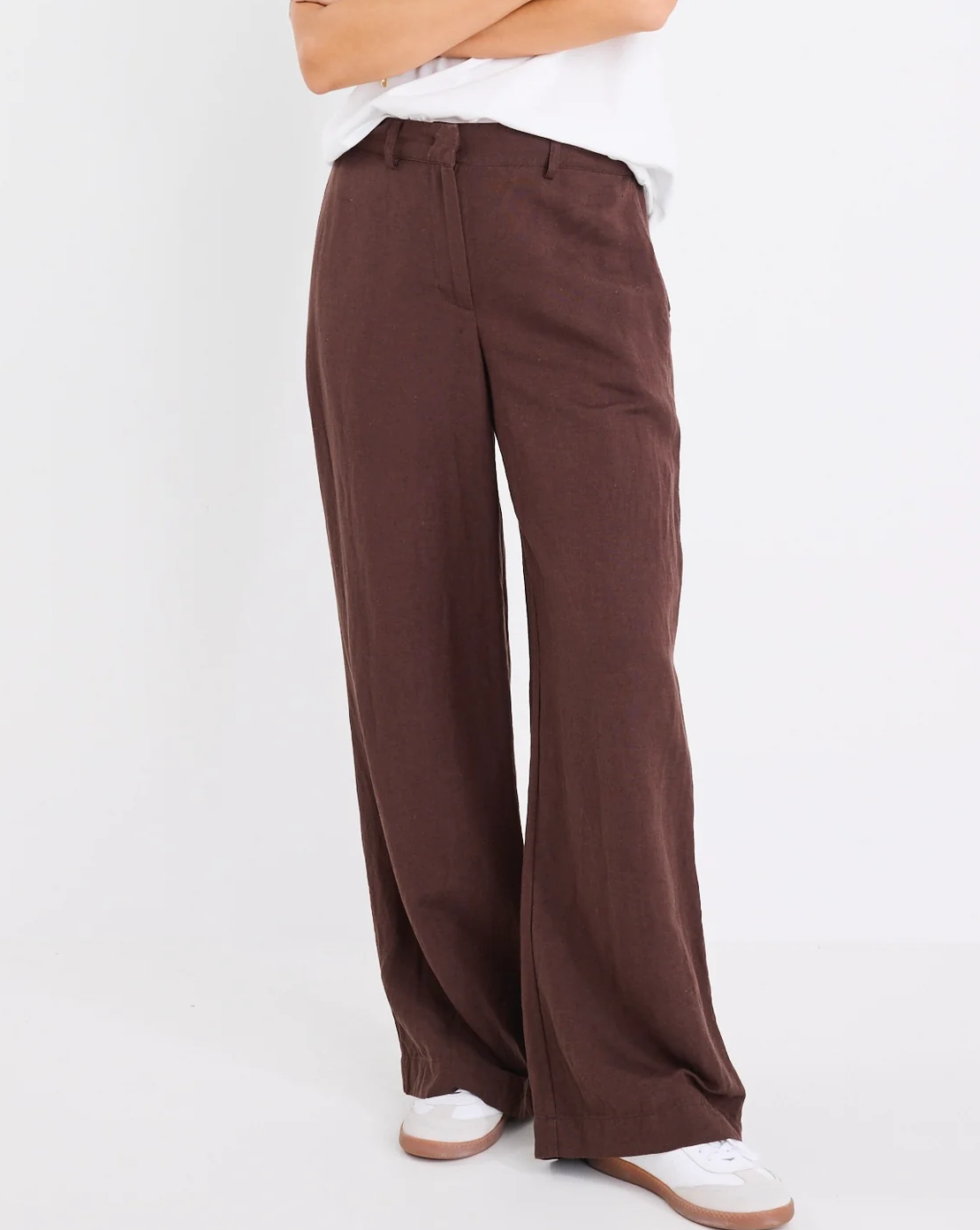 Shelter Flat Front Wide Pants - Chocolate
