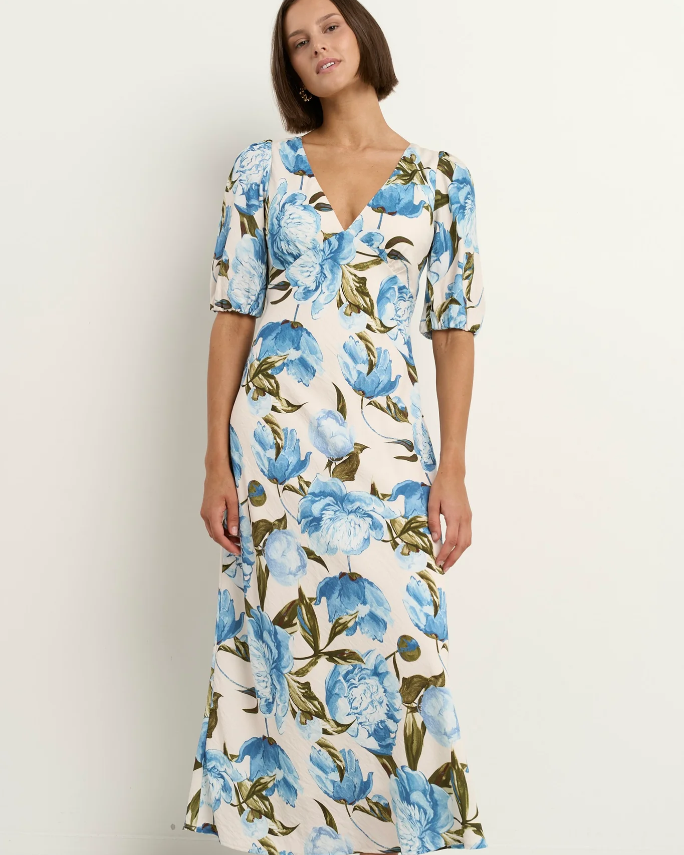 Amora Midi Dress - Blue Vintage Floral