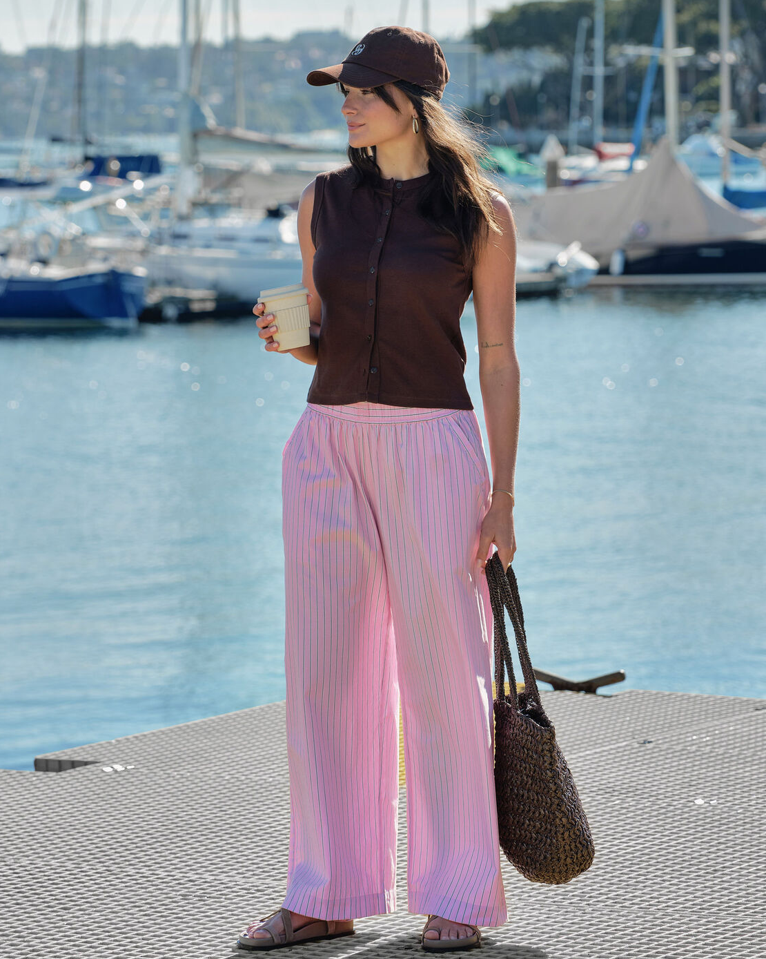 The Lounge Pant - Hibiscus Pink Stripe