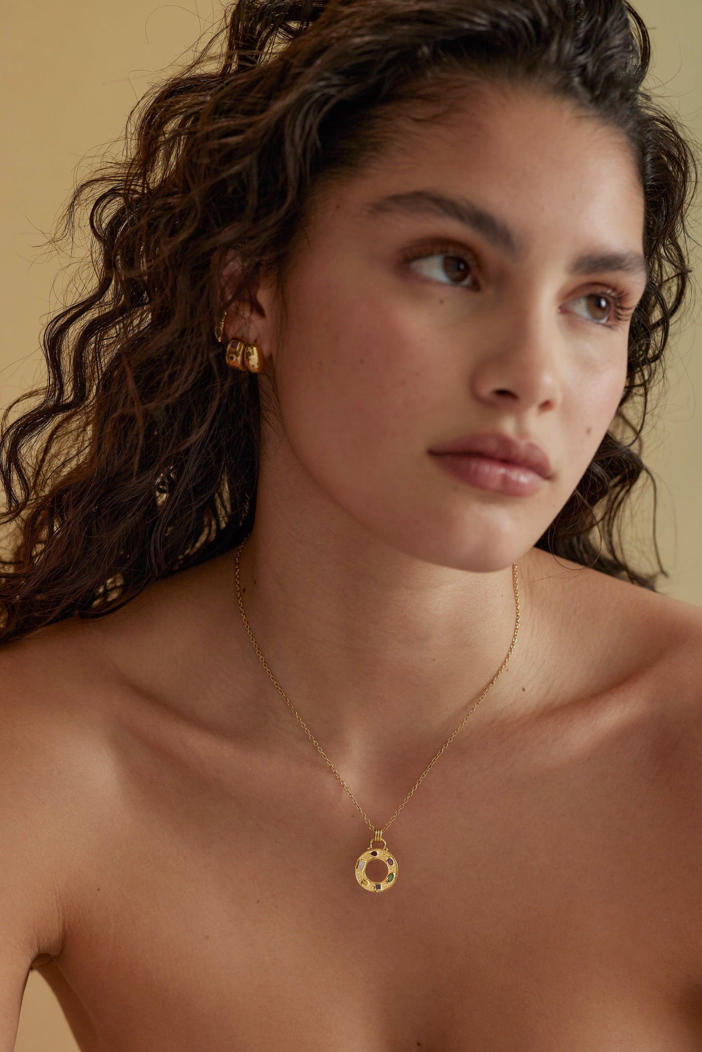 Cleo Mixed Stone Gold Necklace