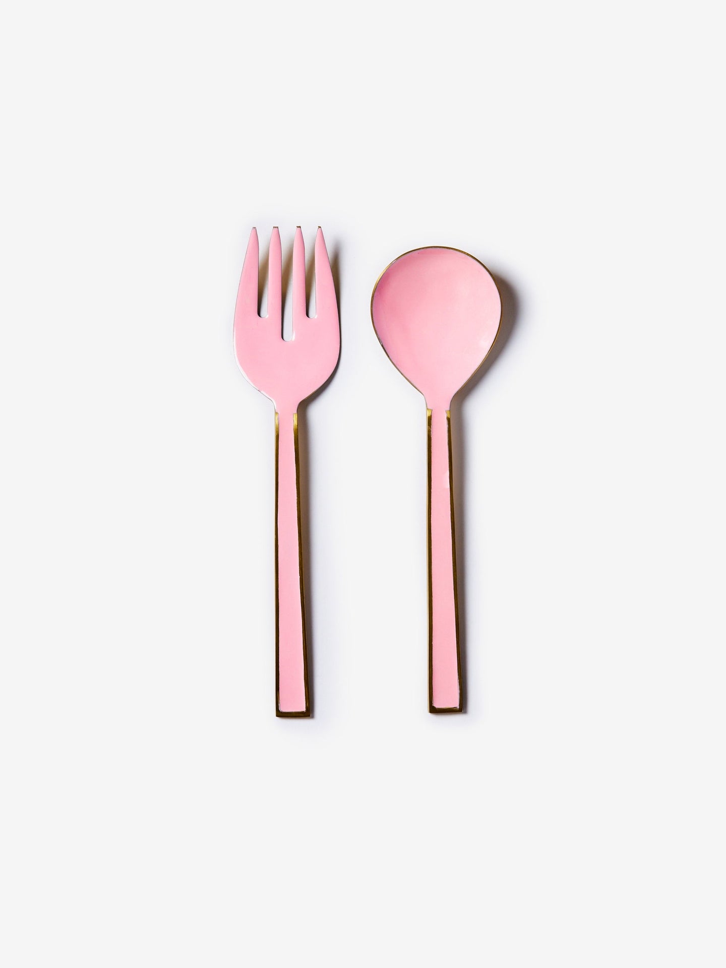 Enamel Rose Salad Servers