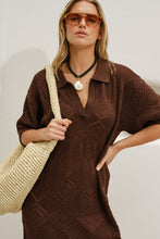 Load image into Gallery viewer, Daisy Diamond Knit Mini Dress - Chocolate
