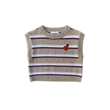 Load image into Gallery viewer, Organic Stripe Apple Knit Vest - Oatmilk
