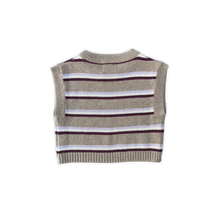 Load image into Gallery viewer, Organic Stripe Apple Knit Vest - Oatmilk
