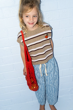 Load image into Gallery viewer, Organic Stripe Apple Knit Vest - Oatmilk
