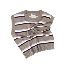 Load image into Gallery viewer, Ladies Organic Stripe Knit Vest - Oatmilk

