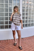 Load image into Gallery viewer, Ladies Organic Stripe Knit Vest - Oatmilk
