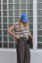 Load image into Gallery viewer, Ladies Organic Stripe Knit Vest - Oatmilk
