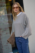 Load image into Gallery viewer, Beau Long Sleeve Slouchy Tee - Navy/Butter/Stone Strip
