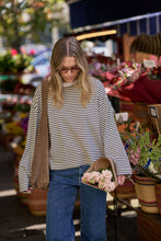 Load image into Gallery viewer, Beau Long Sleeve Slouchy Tee - Navy/Butter/Stone Strip
