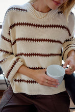 Load image into Gallery viewer, Lila Oversized Knit Crew - Ecru Stripe
