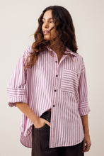 Load image into Gallery viewer, Peta Oversized Shirt - Sunfaded Pink Stripe
