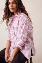 Load image into Gallery viewer, Peta Oversized Shirt - Sunfaded Pink Stripe
