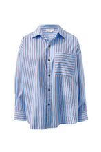 Load image into Gallery viewer, Peta Oversized Shirt - Sky Blue/Burgundy Stripe
