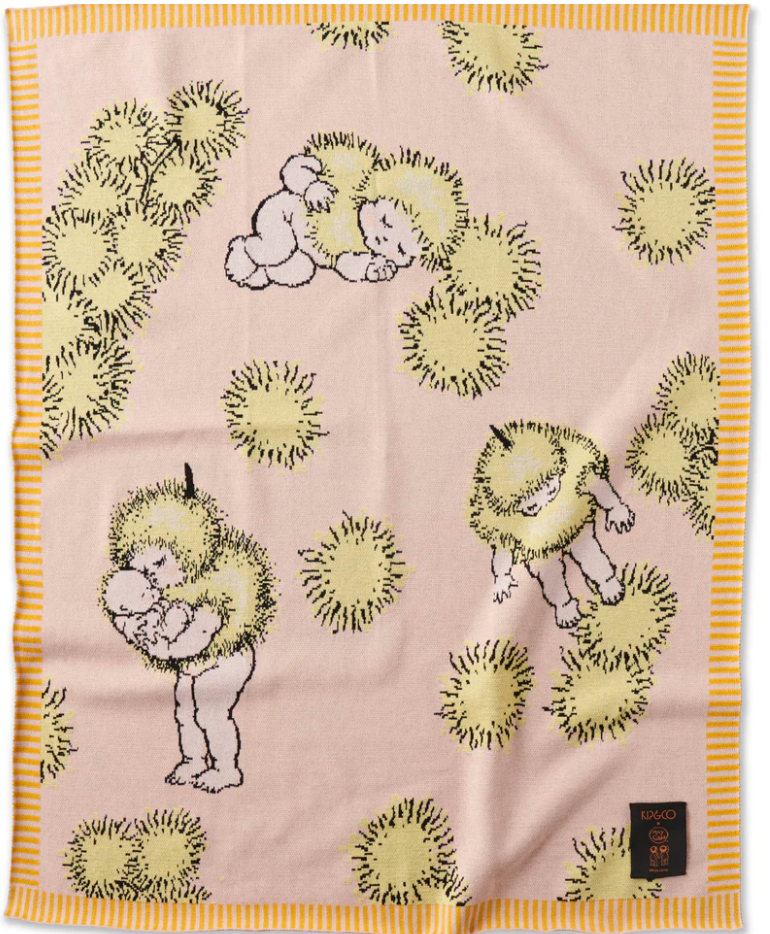 KIP&CO X MAY GIBBS WATTLE BABY PINK COTTON KNITTED BLANKET