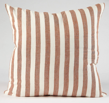 Load image into Gallery viewer, Santi Linen Cushion - Off White/Nutmeg Stripe
