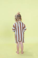 Load image into Gallery viewer, Organic Vertical Stripe Knit Romper - Grey Marle &amp; Brownie
