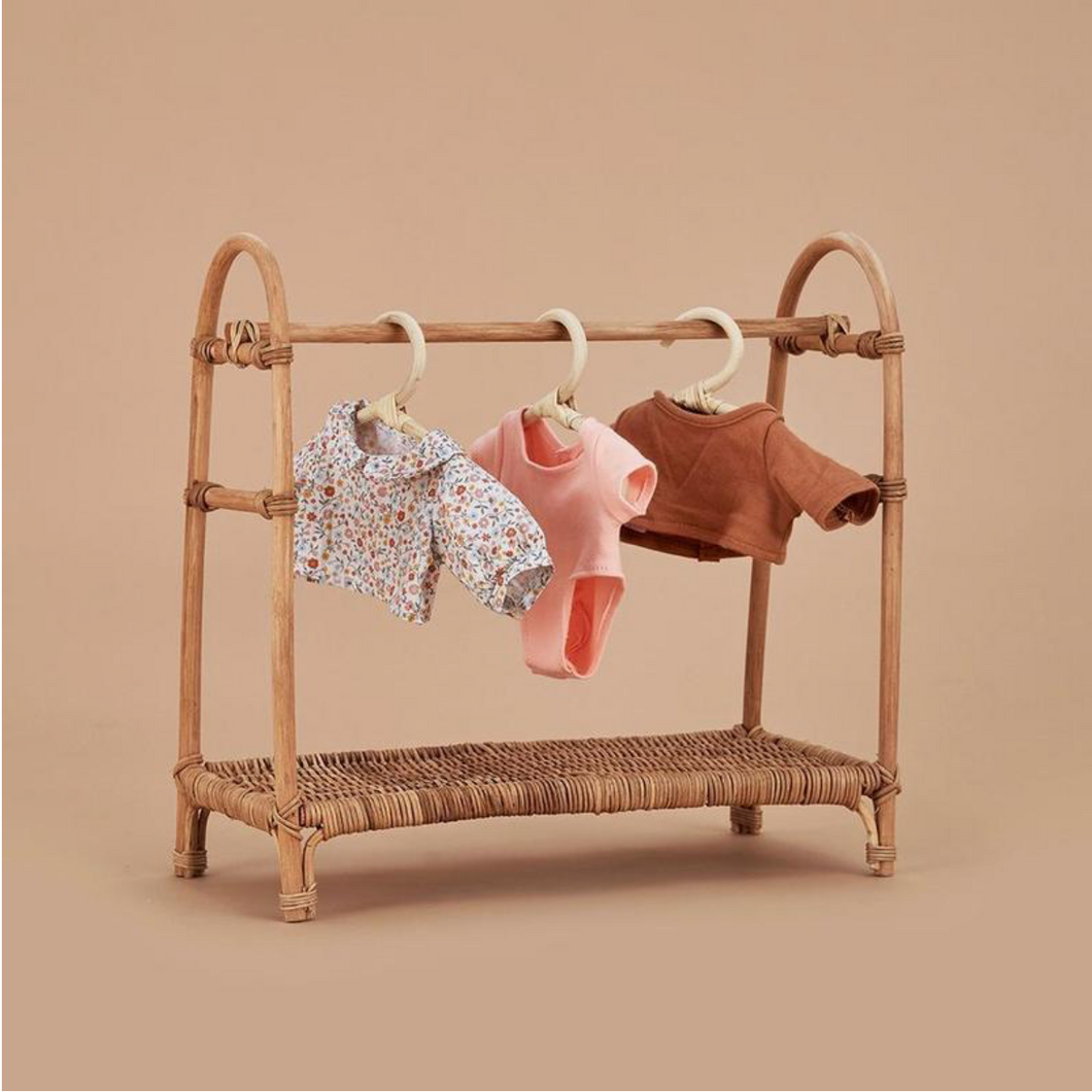 Dinkum Doll Rattan Clothes Rail & Hangers