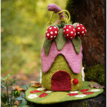 Load image into Gallery viewer, Papoose Toys | Felt Strawberry Fairy House &amp; Mat
