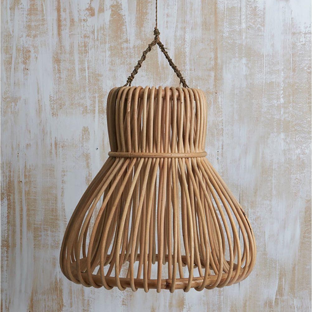 Handwoven Rattan Bell Pendant Light